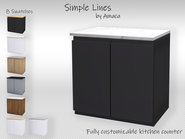 Sims 4 — Simple Lines kitchen counter by amaca2015 — Modern, European style kitchen counter. Fully customizable, will fit