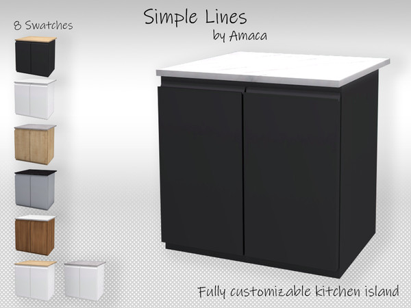 Sims 4 — Simple Lines kitchen island by amaca2015 — Modern, European style kitchen island. Fully customizable, will fit