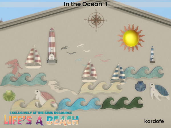 Sims 4 — Life's a Beach_In the Ocean 1 by kardofe — First part of a set of beach and sea themed wall decorations, in this