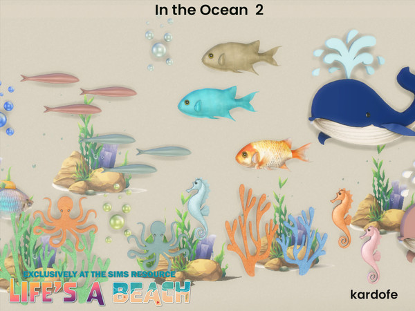 Sims 4 — Life's a Beach_In the Ocean  2 by kardofe — Second part of this set of beach themed wall decorations, this time
