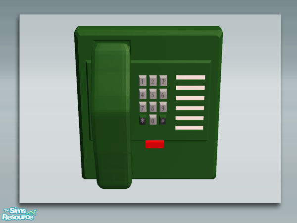 Sims 2 — Wall Phone - Green by Shakeshaft — Part of a new phone mesh set, set includes the Phone Base Meshes and Handset