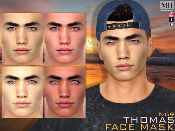 Sims 4 — Thomas Face Mask N69 by MagicHand — Cute male face in 6 skin color variations - HQ Compatible.
