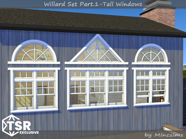 Sims 4 — Willard Tall Window 1x3 by Mincsims — The set consists of 12 packages. This "Tall windows Set" has