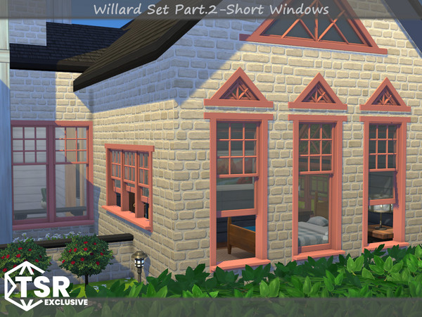Sims 4 — Willard Short Window 1x2 by Mincsims — The set consists of 12 packages. This "Short windows Set" has