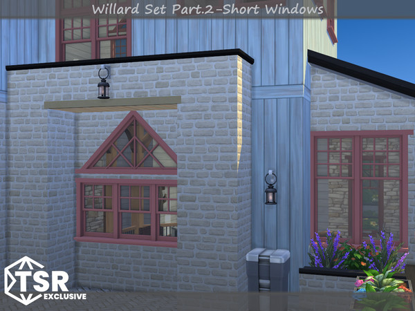 Sims 4 — Willard Short  Window 1x3 by Mincsims — The set consists of 12 packages. This "Short windows Set" has