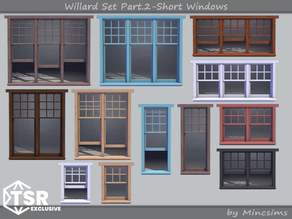 Sims 4 — Willard Short Window 2x3 by Mincsims — The set consists of 12 packages. This "Short windows Set" has