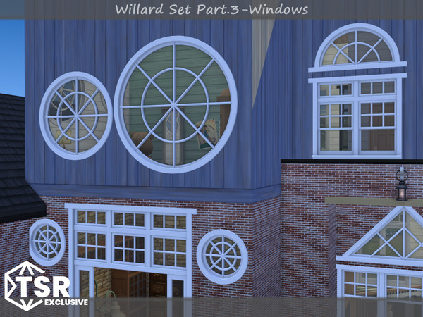 Sims 4 — Willard Semicircle Window 1x1 by Mincsims — The set consists of 9 packages. This "Tall windows Set"
