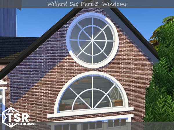 Sims 4 — Willard Semicircle Window 2x1 by Mincsims — The set consists of 9 packages. This "Tall windows Set"