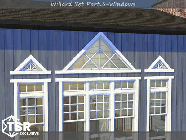 Sims 4 — Willard Semicircle Window 3x2 by Mincsims — The set consists of 9 packages. This "Tall windows Set"