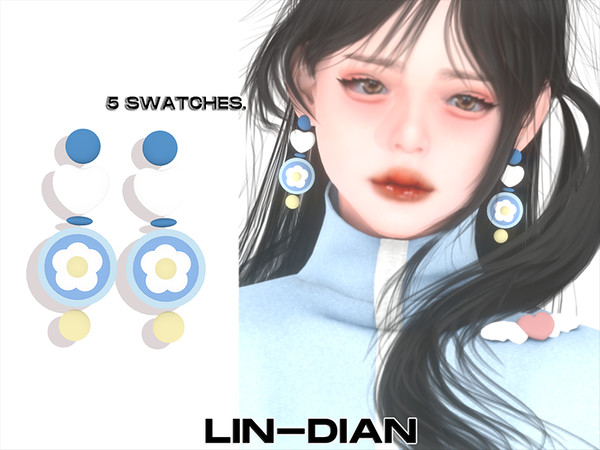 Sims 4 — Candy Flower Earrings by LIN_DIAN — - New Mesh. - ALL Lods. - 4 Swatches.