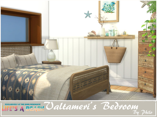 Sims 4 — Life's a Beach Valtameri's Bedroom by philo — A lovely bedroom with nautical accents.