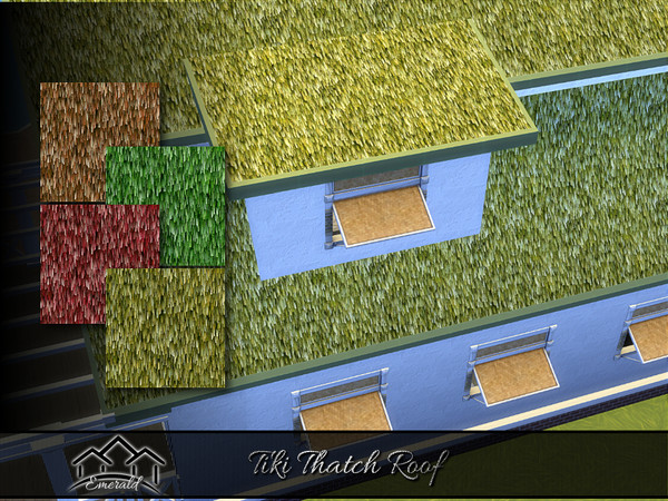 Sims 4 — Tiki Thatch Roof by Emerald — Artificial thatch roof. High temperature resistance in Summer, no need to worry