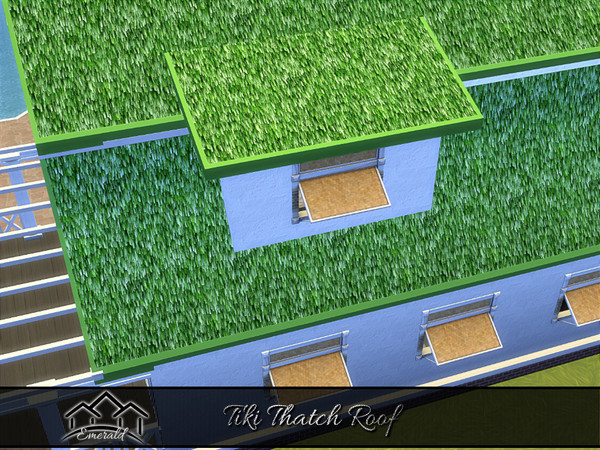Sims 4 — TikiThatchRoof_1_Emerald.package by Emerald — Artificial thatch roof. High temperature resistance in Summer, no
