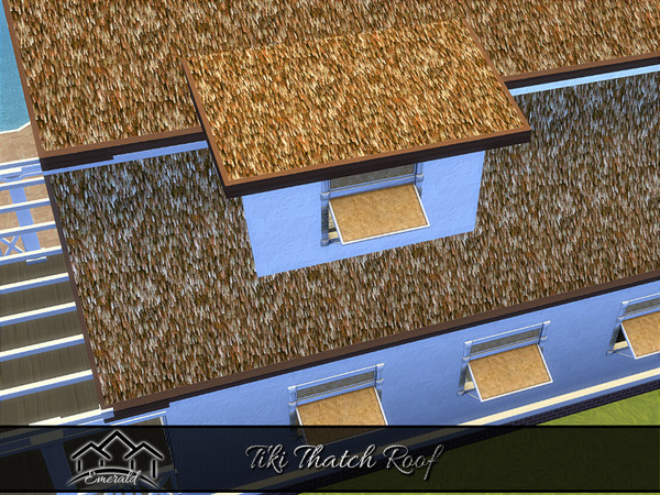 Sims 4 — TikiThatchRoof_4_Emerald.package by Emerald — Artificial thatch roof. High temperature resistance in Summer, no