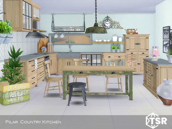 Sims 4 — Country Kitchen by Pilar — Country kitchen in various colors