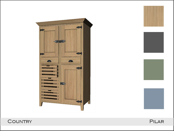 Sims 4 — Country Cupboard by Pilar — Country kitchen in various colors