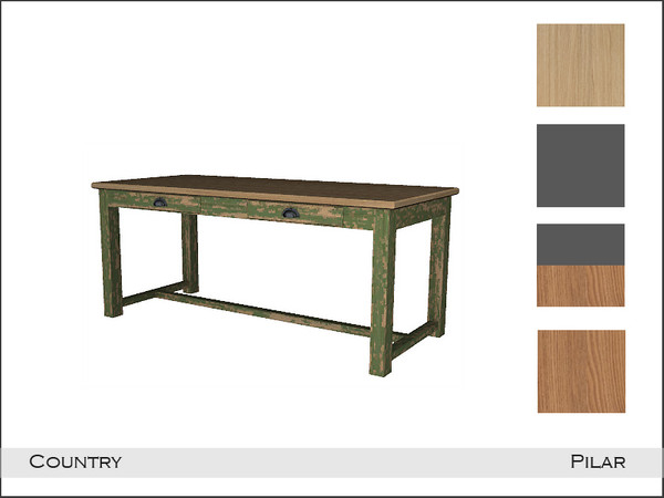 Sims 4 — Country DiningTable by Pilar — Country kitchen in various colors
