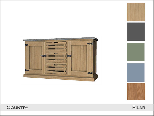 Sims 4 — Country Sideboard by Pilar — Country kitchen in various colors