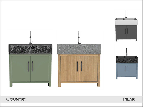 Sims 4 — Country Sink by Pilar — Country kitchen in various colors