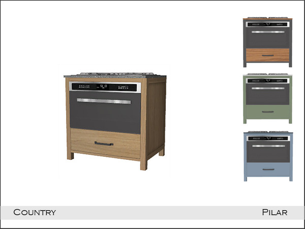 Sims 4 — Country Stove by Pilar — Country kitchen in various colors