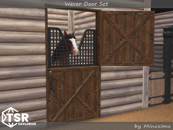 Sims 4 — Wever Barn Door 4x3 Open by Mincsims — The set consists of 8 packages. All items are compatible with BaseGame. 1