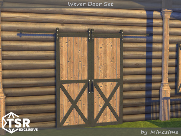 Sims 4 — Wever Double Sliding Barn Door 4x3 by Mincsims — The set consists of 8 packages. All items are compatible with
