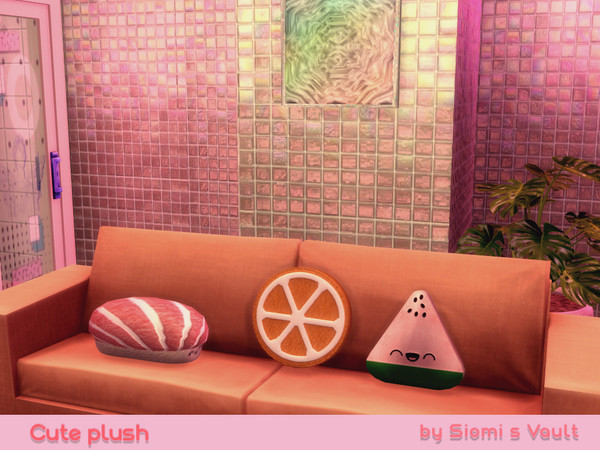 Sims 4 — Cute plush - Watermelon slice by siomisvault — Cute plushes for you can be cushions too! Thank you so much for