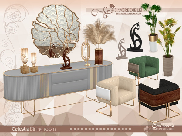 Sims 4 — Celestia Mirror by SIMcredible! — Oh the opulence! It's so glamurous, so golden, so bright! For your luxurious