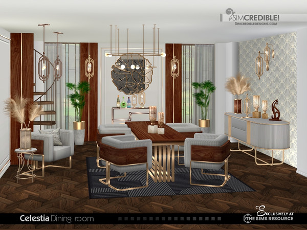 Sims 4 — Celestia Wall Panel Half tile by SIMcredible! — Oh the opulence! It's so glamurous, so golden, so bright! For