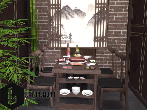 Sims 4 — Hot pot set by Lapanemona — If you are in to creating an asian style restaurant area, this set is for you! Hot