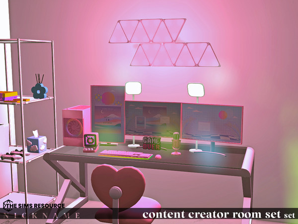 Sims 4 — content creator room set_desk by NICKNAME_sims4 — content creator room set 11 package files. content creator