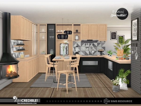 Sims 4 — Evviva! Kitchen [patreon] by SIMcredible! — Bringing back our Evviva! set, a modern series, with scandinavian