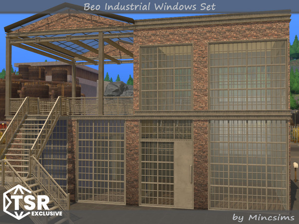 Sims 4 — Beo Industrial Windows Set by Mincsims — This set was designed for industrial vibe. -4x5 for Tall wall