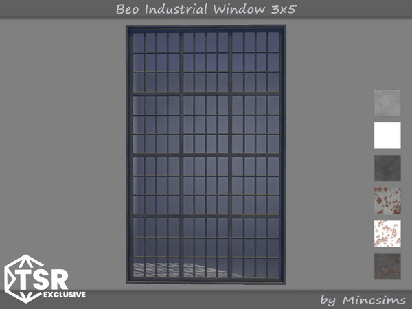 Sims 4 — Beo Industrial Window 3x5 by Mincsims — This set was designed for industrial vibe. -4x5 for Tall wall