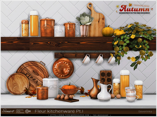 Sims 4 — Fleur kitchenware Pt.I by Severinka_ — A set of decor for the kitchen, 10 items.