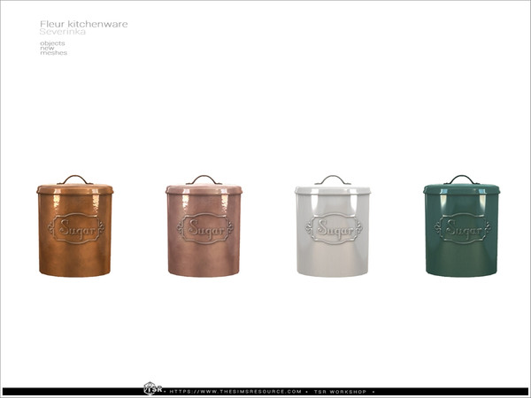 Sims 4 — Fleur kitchenware - jar Sugar by Severinka_ — A set of decor for the kitchen, 10 items.