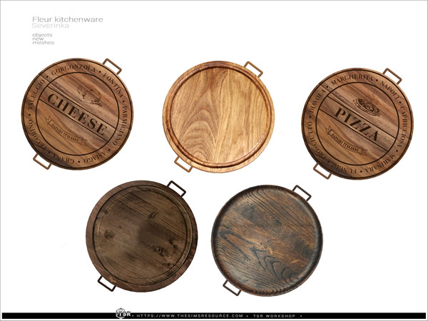 Sims 4 — Fleur kitchenware - cutting board big by Severinka_ — A set of decor for the kitchen, 10 items.