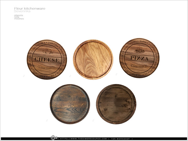 Sims 4 — Fleur kitchenware - cutting board small by Severinka_ — A set of decor for the kitchen, 10 items.