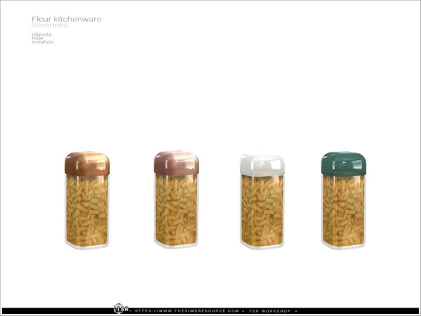 Sims 4 — Fleur kitchenware - jar Fusilli by Severinka_ — A set of decor for the kitchen, 10 items.