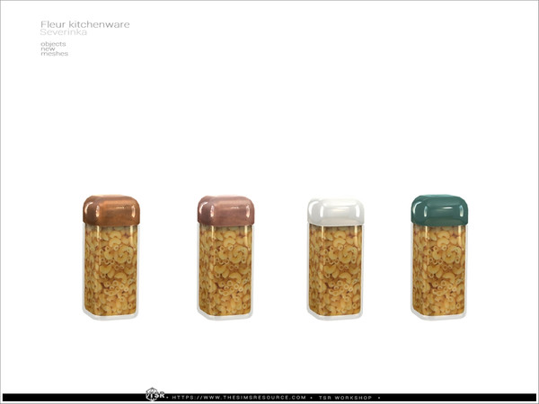 Sims 4 — Fleur kitchenware - jar Macaroni by Severinka_ — A set of decor for the kitchen, 10 items.