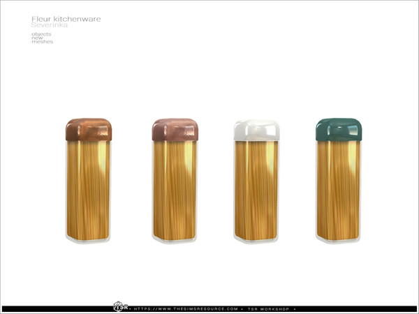 Sims 4 — Fleur kitchenware - jar Spaghetti by Severinka_ — A set of decor for the kitchen, 10 items.