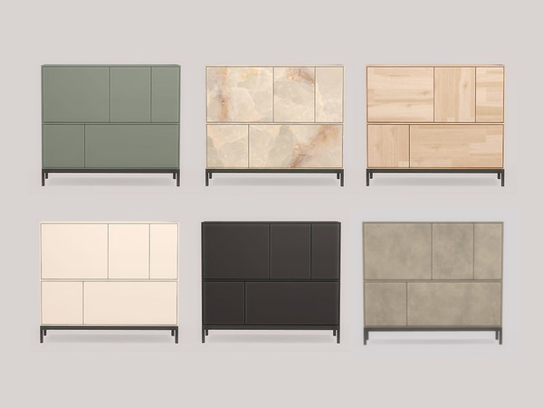Sims 4 — Dining Mila Cabinet by ung999 — Dining Mila cabinet color options : 6 located under : surfaces / misc