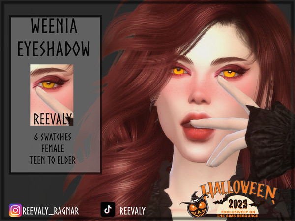 Sims 4 — Weenia Eyeshadow by Reevaly — 6 Swatches.