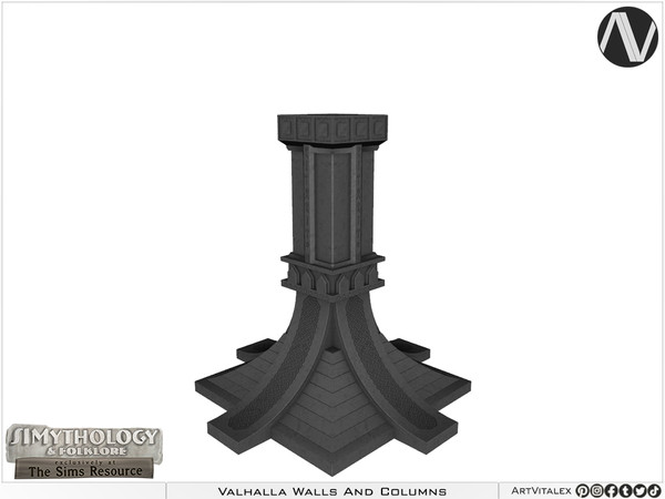 Sims 4 — SIMythology | Valhalla Column Wide Base Tall by ArtVitalex — Mythological Collection - Belong to 2023 All Rights