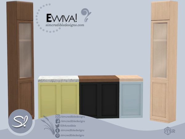 Sims 4 — Evviva! Cabinet Half Tile model 2 by SIMcredible! — Bringing back our Evviva! set, a modern series, with