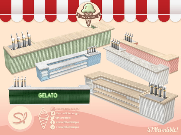 Sims 4 — Gelatteria Bar by SIMcredible! — by SIMcredibledesigns.com available exclusively at TheSimsResource 7 colors +
