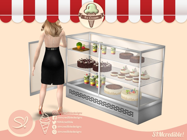Sims 4 — Gelatteria Fridge Display by SIMcredible! — Works as a regular fridge/refrigerator by SIMcredibledesigns.com