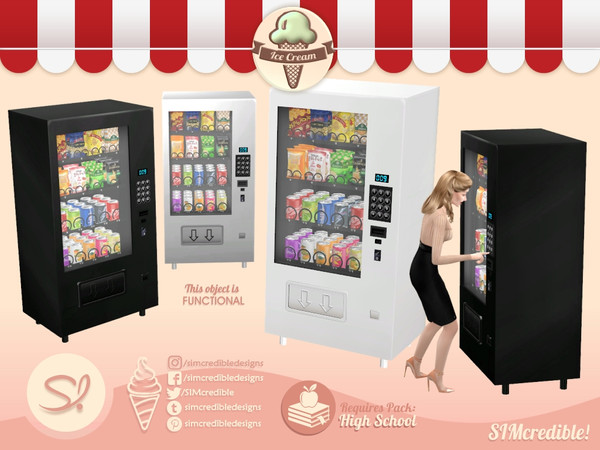 Sims 4 — Gelatteria Vending Machine - Requires HIGH SCHOOL by SIMcredible! — Requires HIGH SCHOOL by