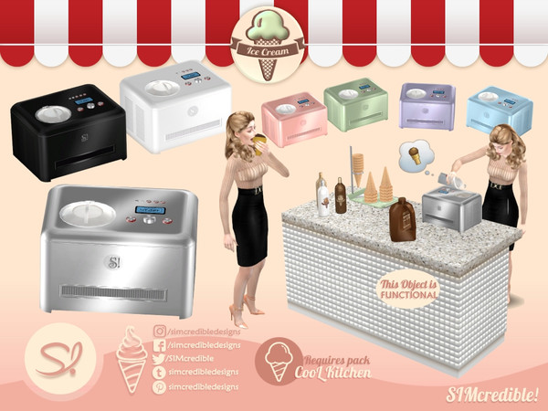 Sims 4 — Gelatteria Icecream maker - Requires COOL KITCHEN by SIMcredible! — Requires COOL KITCHEN by