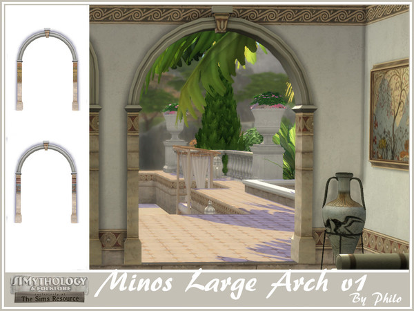 Sims 4 — Philo_Simythology Minos Large Arch by philo — This set contains matching 3 arches, 4 windows and an outdoor